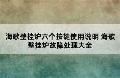 海歌壁挂炉六个按键使用说明 海歌壁挂炉故障处理大全